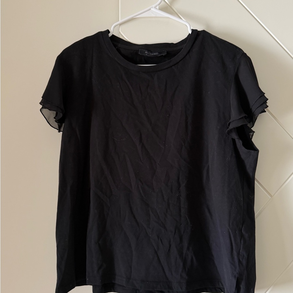 All Saints Jet Black Short Sleeve Top
